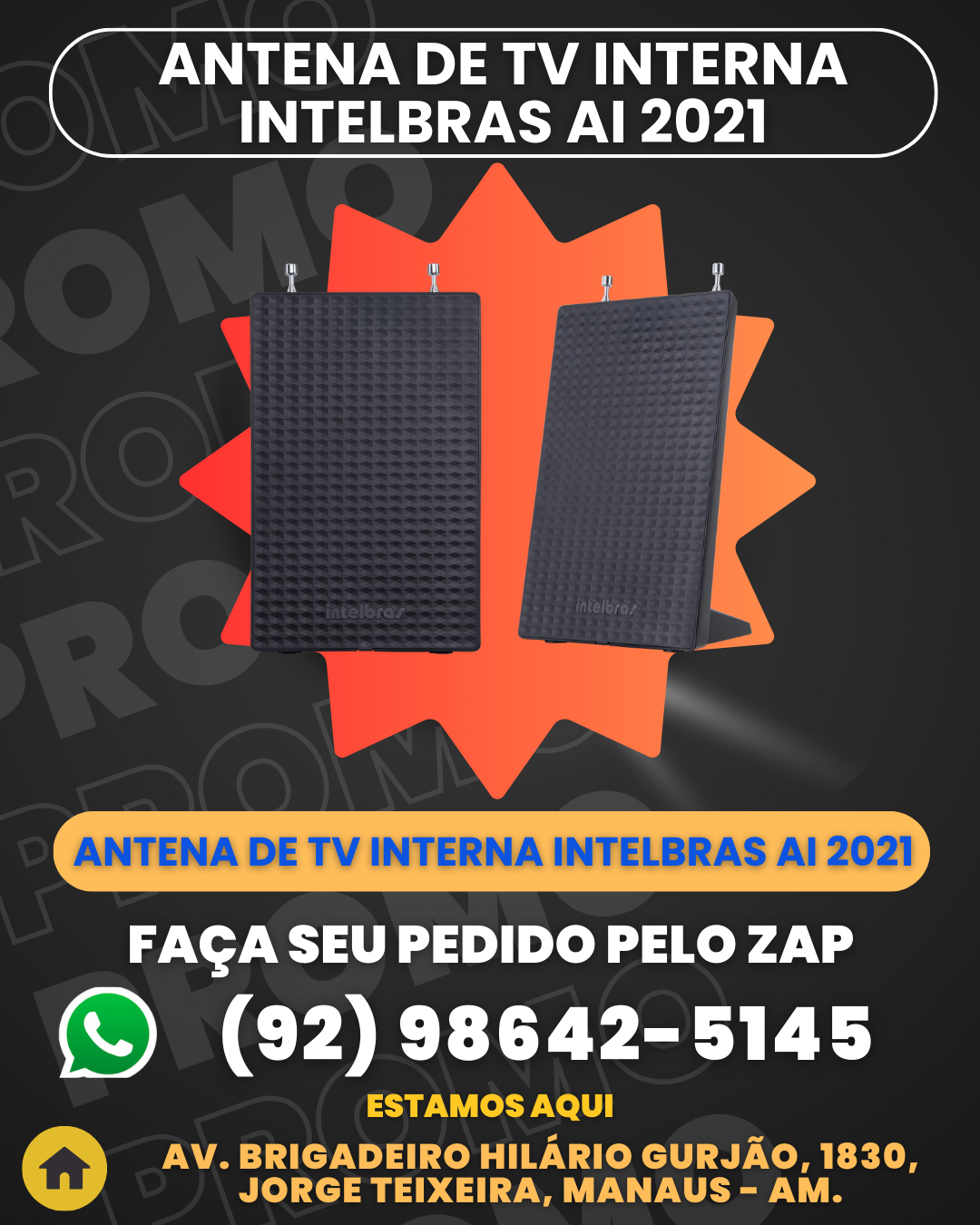 Antena Interna Tv Intelbras Ai 2021 4 Em 1 Vhf Hdtv Uhf Fm