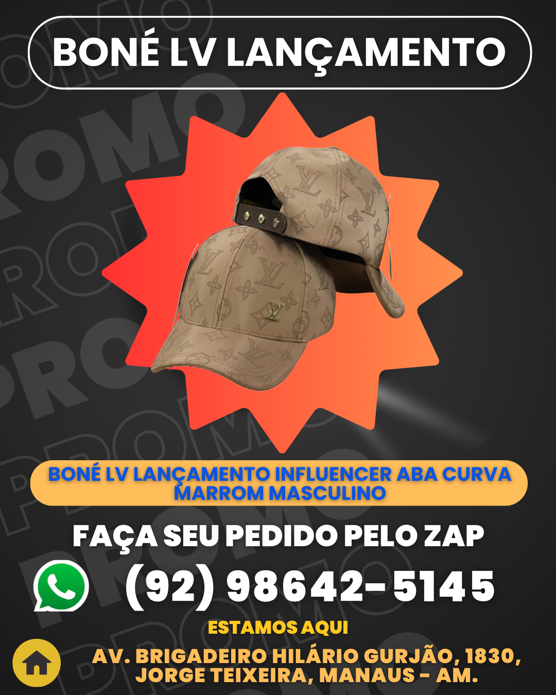 BonВ Lv LanЗamento Influencer Aba Curva Marrom Masculino