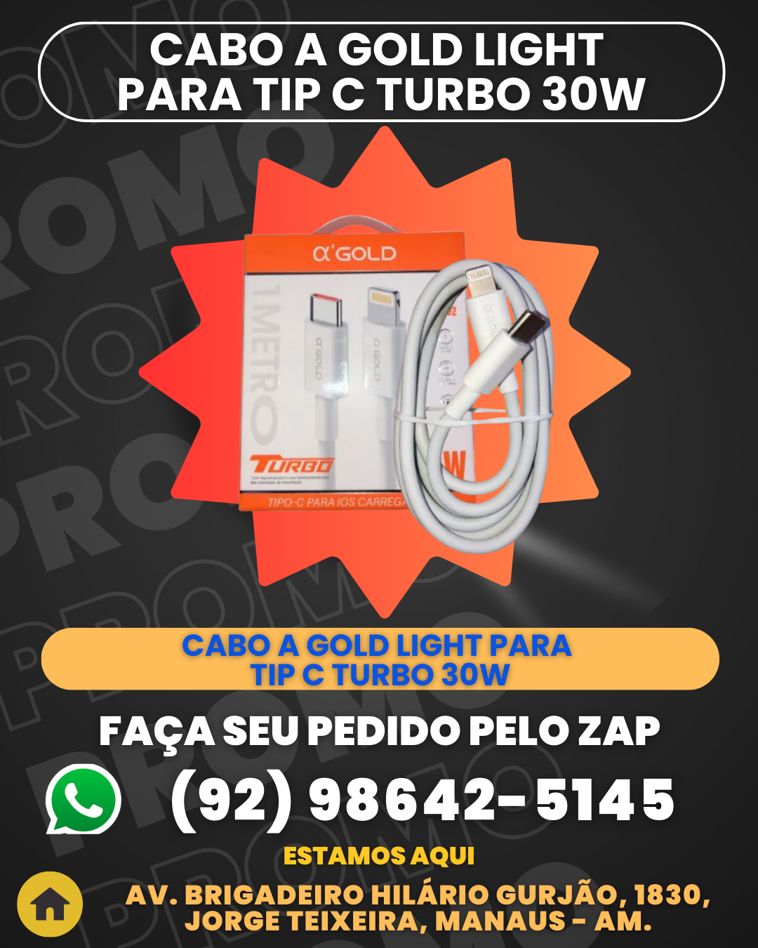 Cabo A Gold Light Para Tip C Turbo 30w