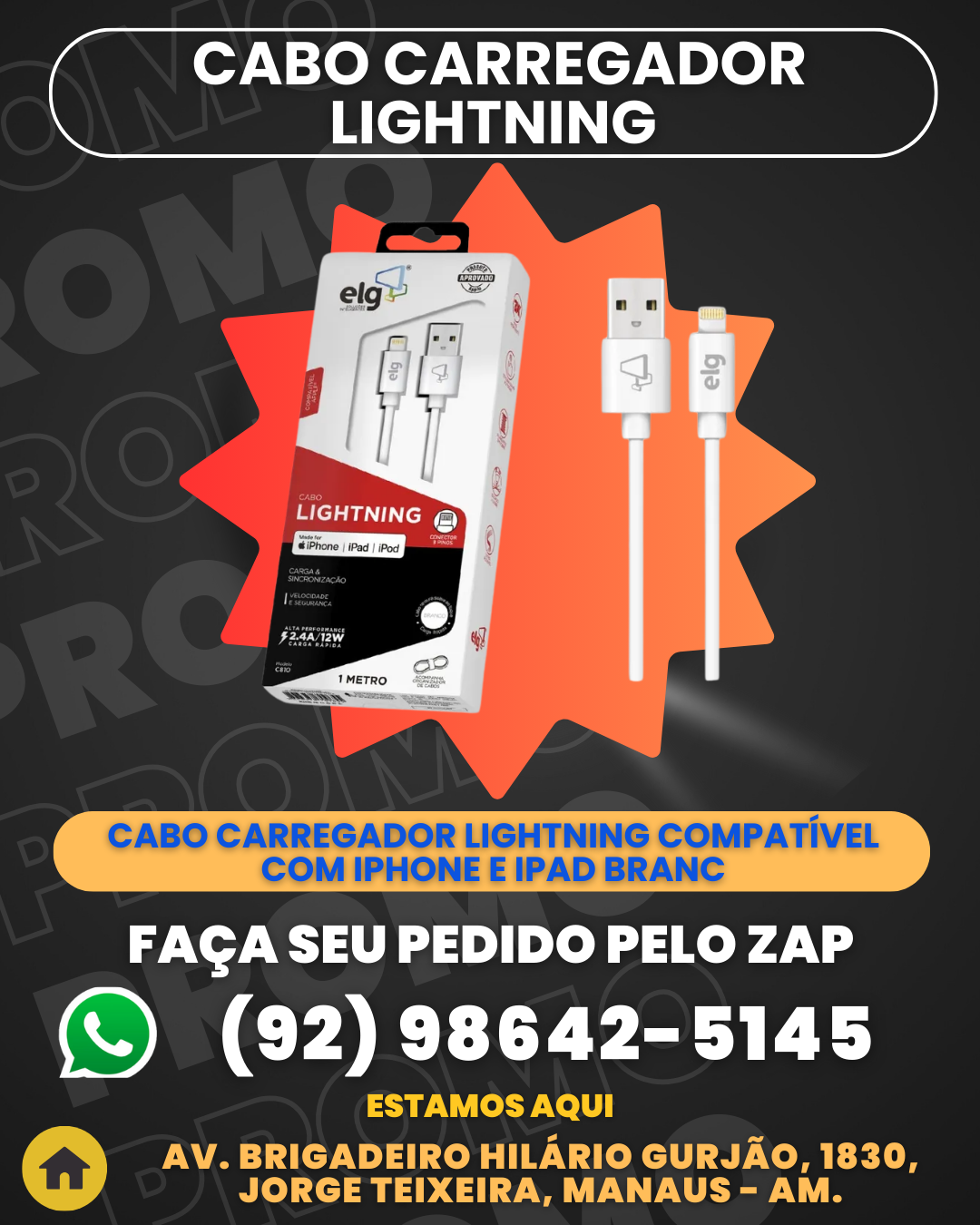 Cabo Carregador Lightning Compatбvel Com Iphone E Ipad Branc