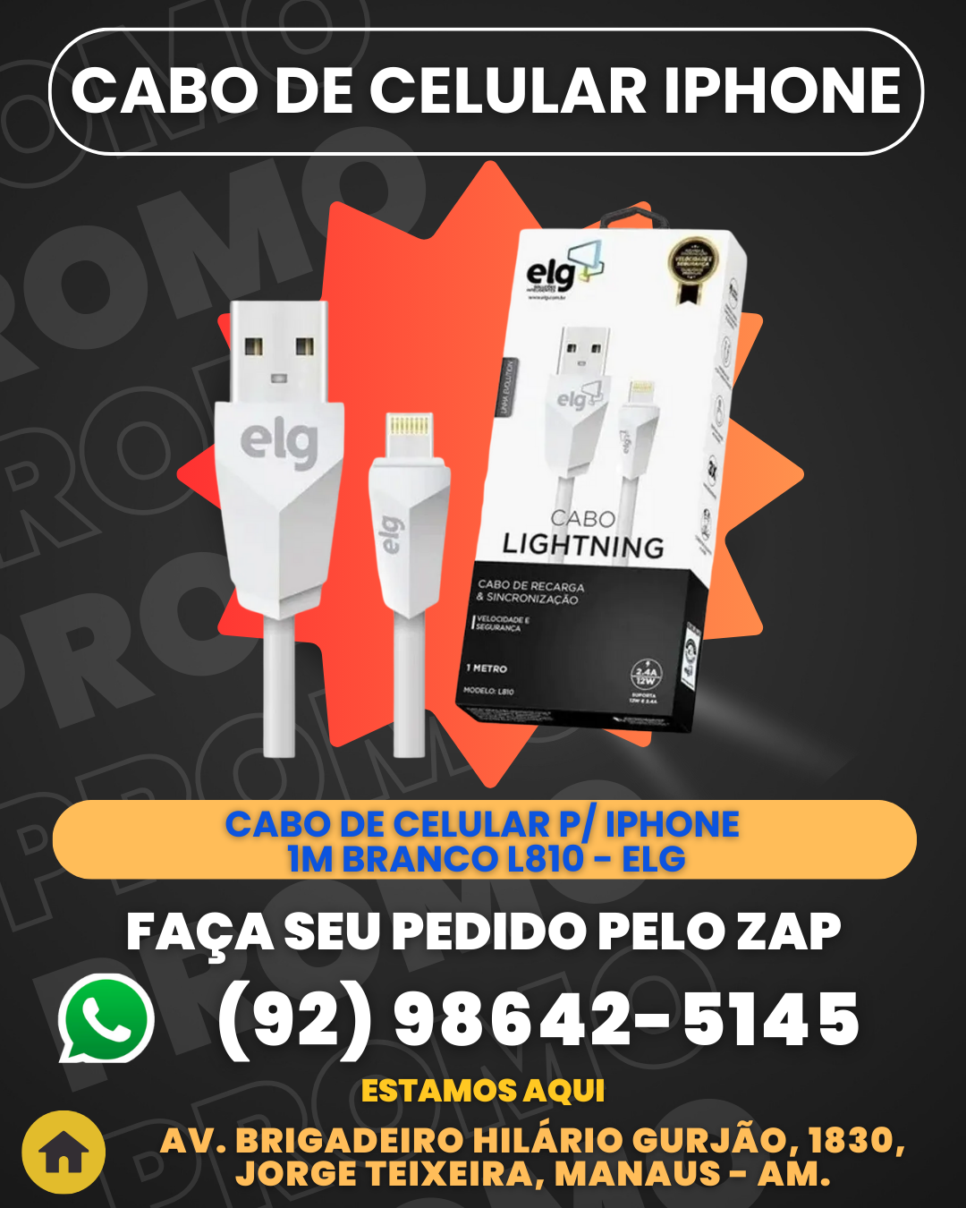 Cabo De Celular P Iphone 1m Branco L810 - Elg