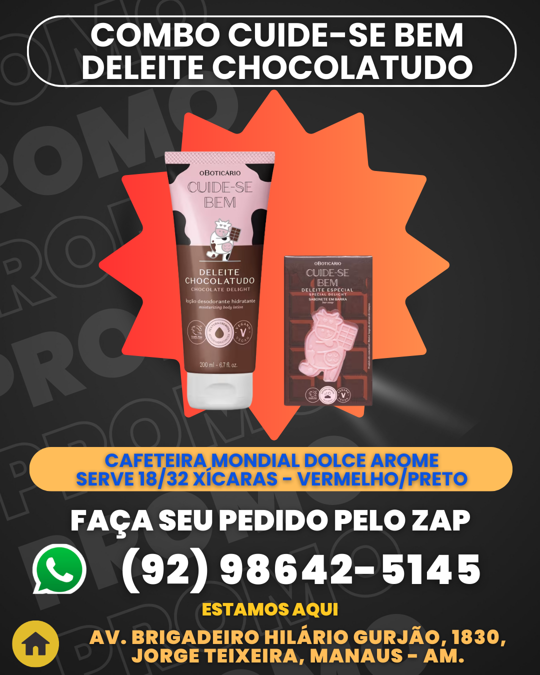 Combo Cuide-se Bem Deleite Chocolatudo LoЗ╞o Corporal 200ml + Sabonete em Barra 120g
