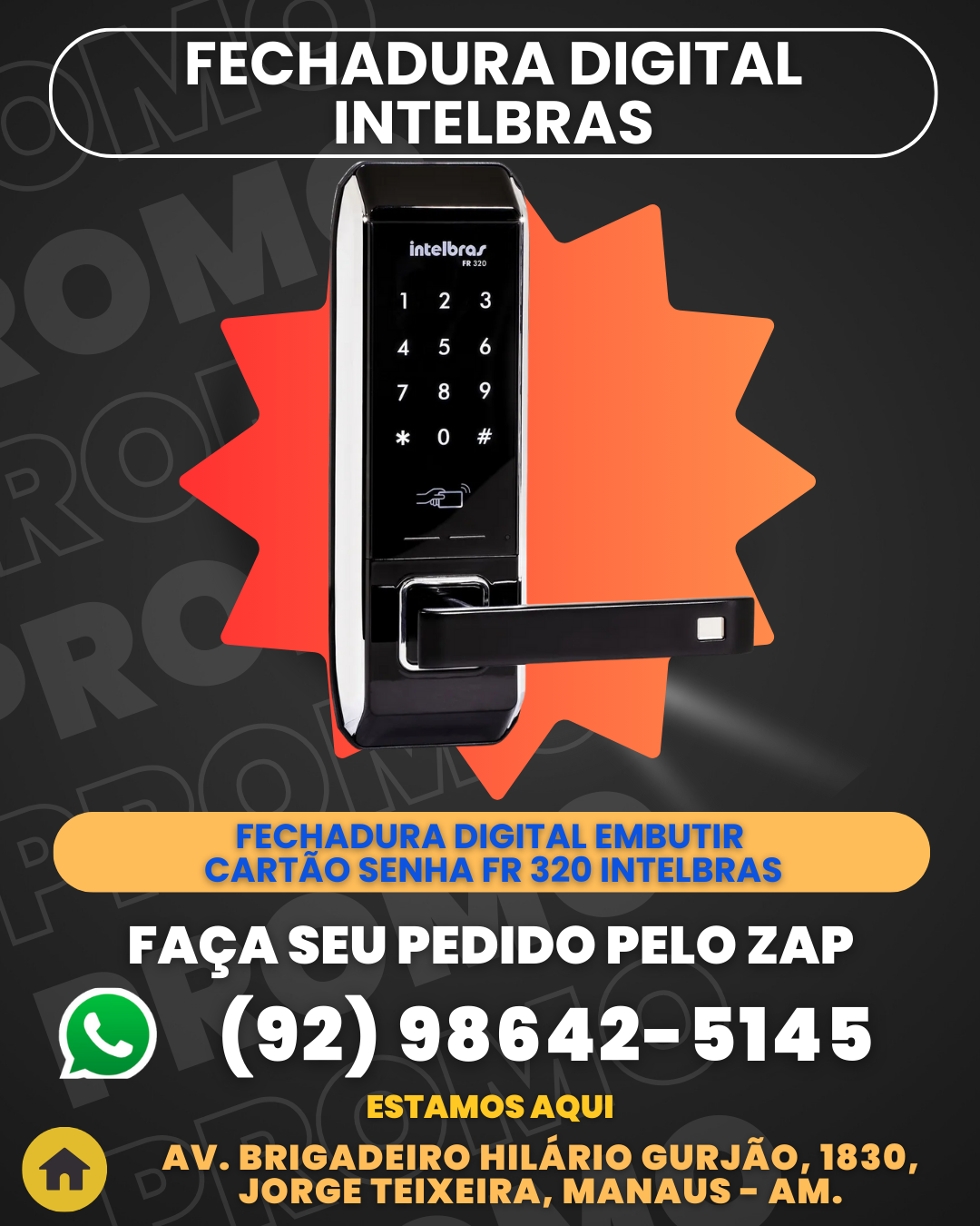 Fechadura Digital Embutir Cart╞o Senha Fr 320 Intelbras