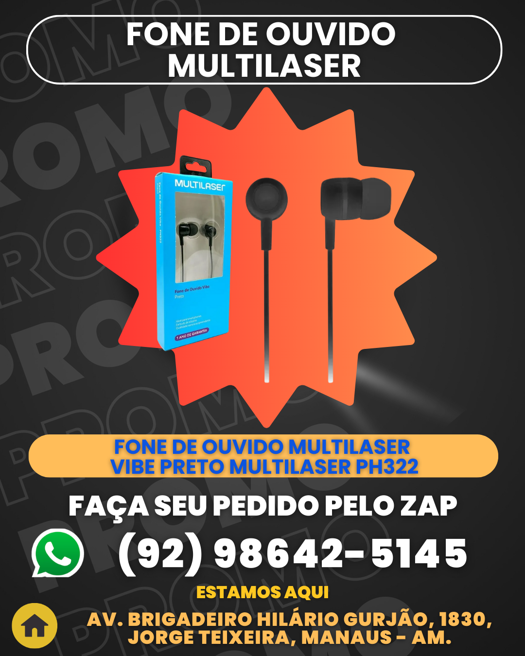 Fone De Ouvido Multilaser Vibe Preto Multilaser Ph322