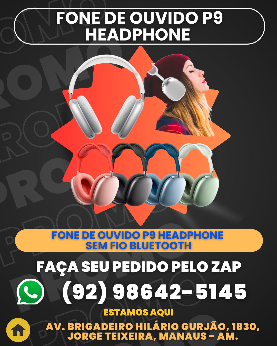 Fone De Ouvido P9 Headphone Sem Fio Bluetooth