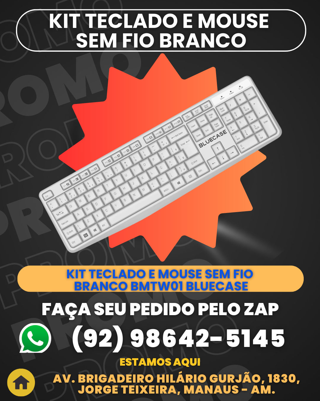 Kit teclado e mouse sem fio branco bmtw01 bluecase