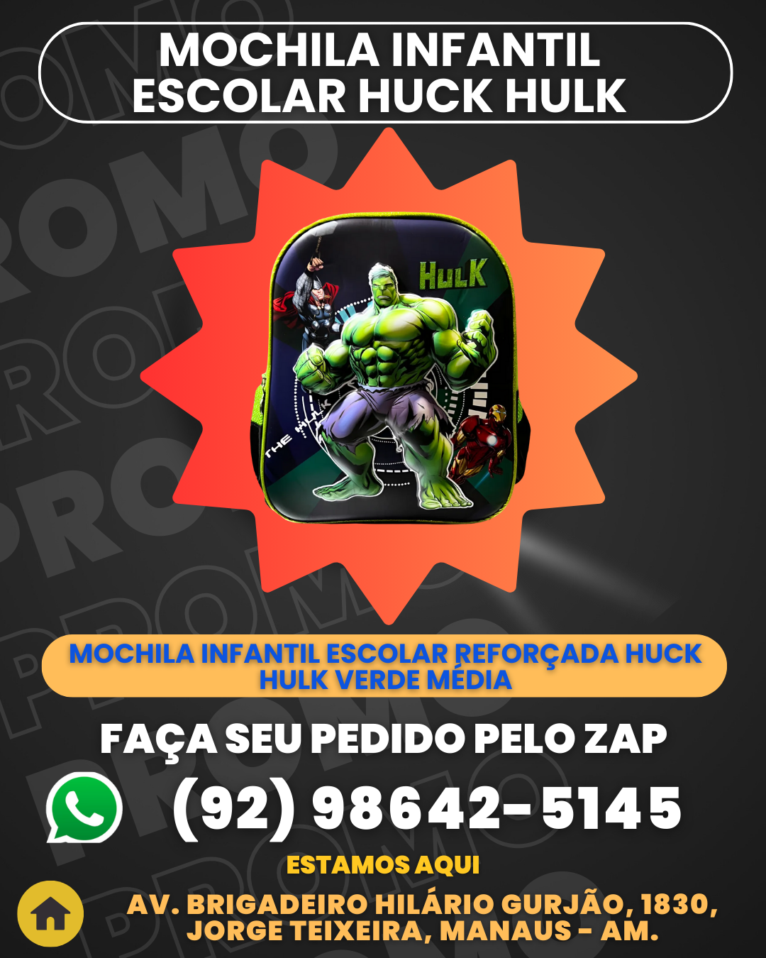 Mochila Infantil Escolar ReforЗada Huck Hulk Verde MВdia