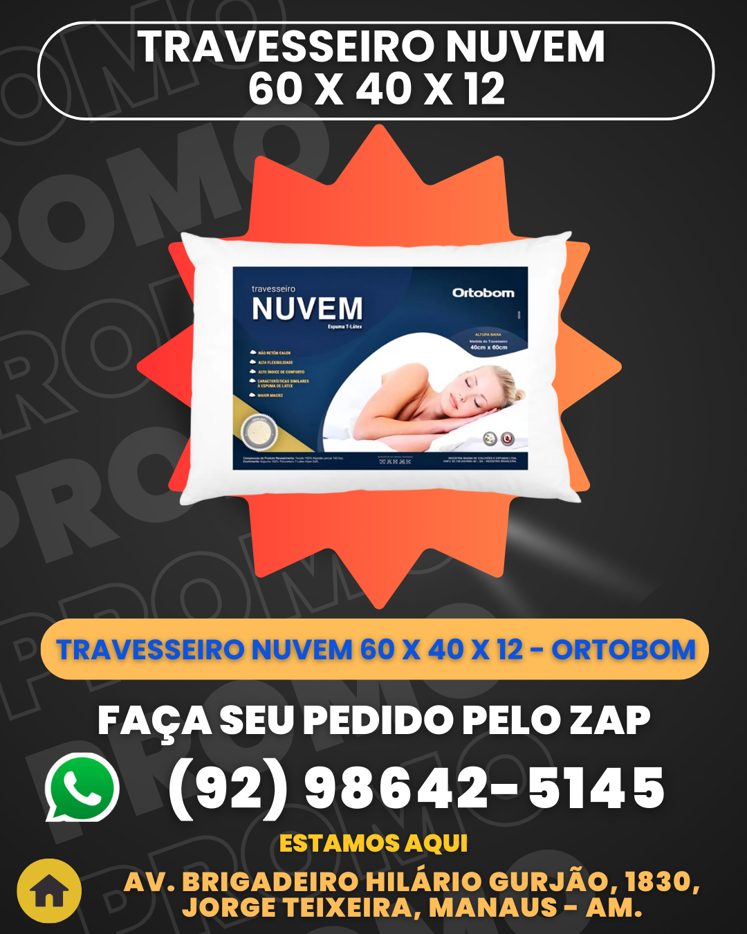 Travesseiro Nuvem 60 X 40 X 12 - Ortobom