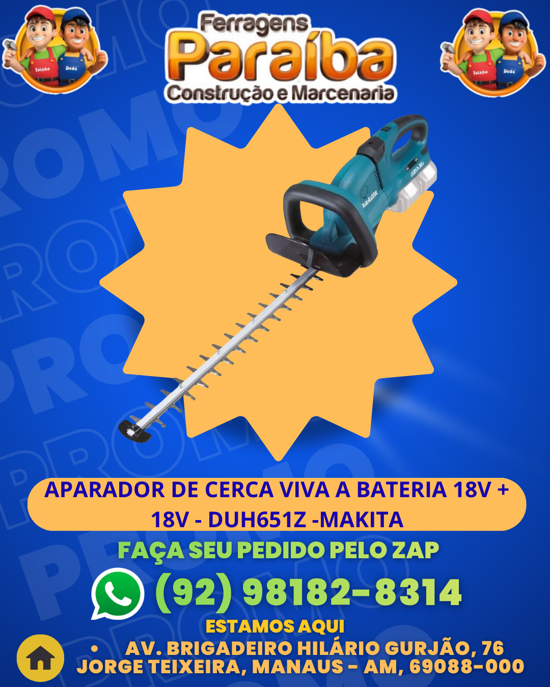 APARADOR DE CERCA VIVA A BATERIA 18V + 18V - DUH651Z -MAKITA 1 1