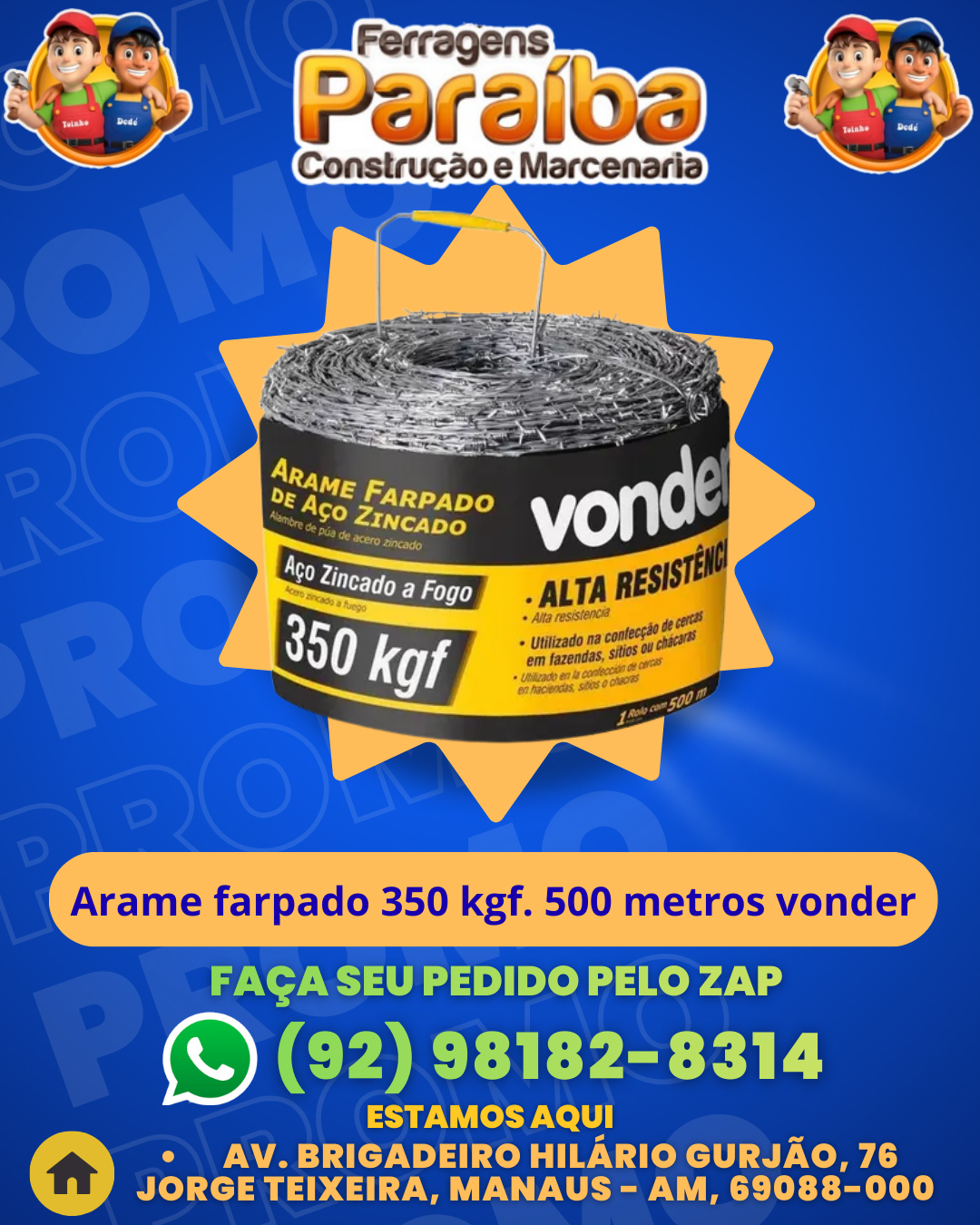Arame farpado 350 kgf. 500 metros vonder 1 1