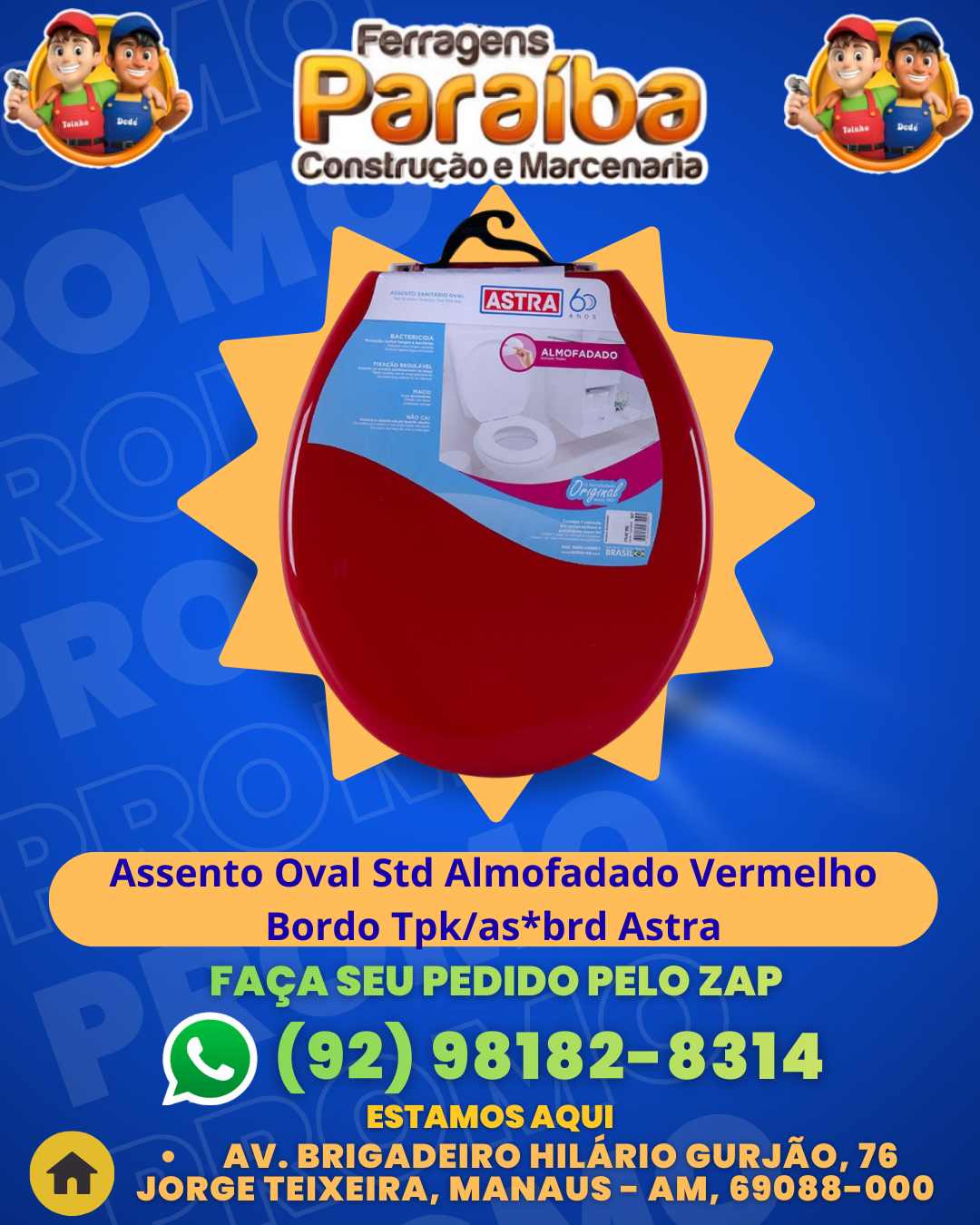 Assento Oval Std Almofadado Vermelho Bordo Tpkasbrd Astra 1 1