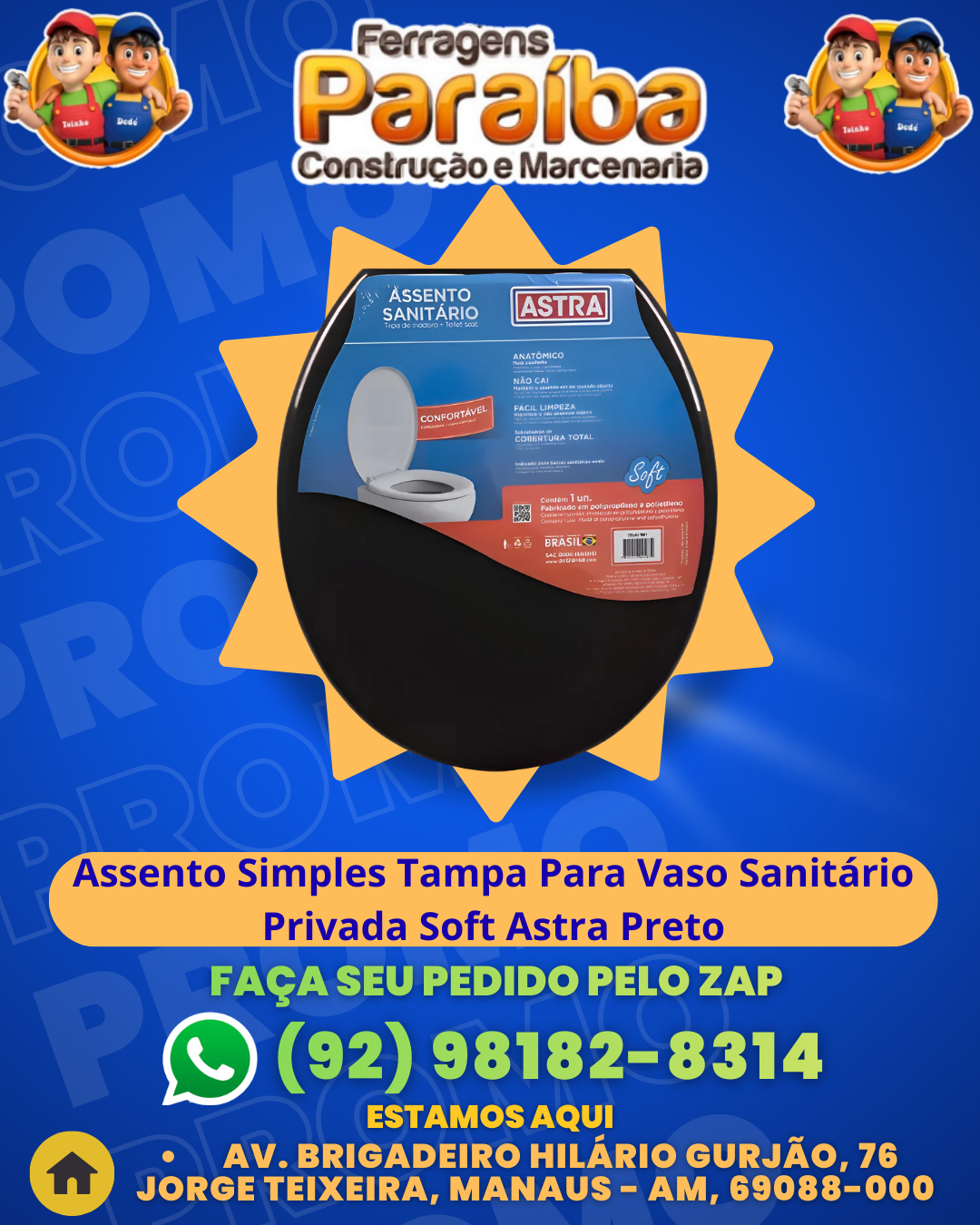 Assento Simples Tampa Para Vaso Sanitаrio Privada Soft Astra Preto 1 1