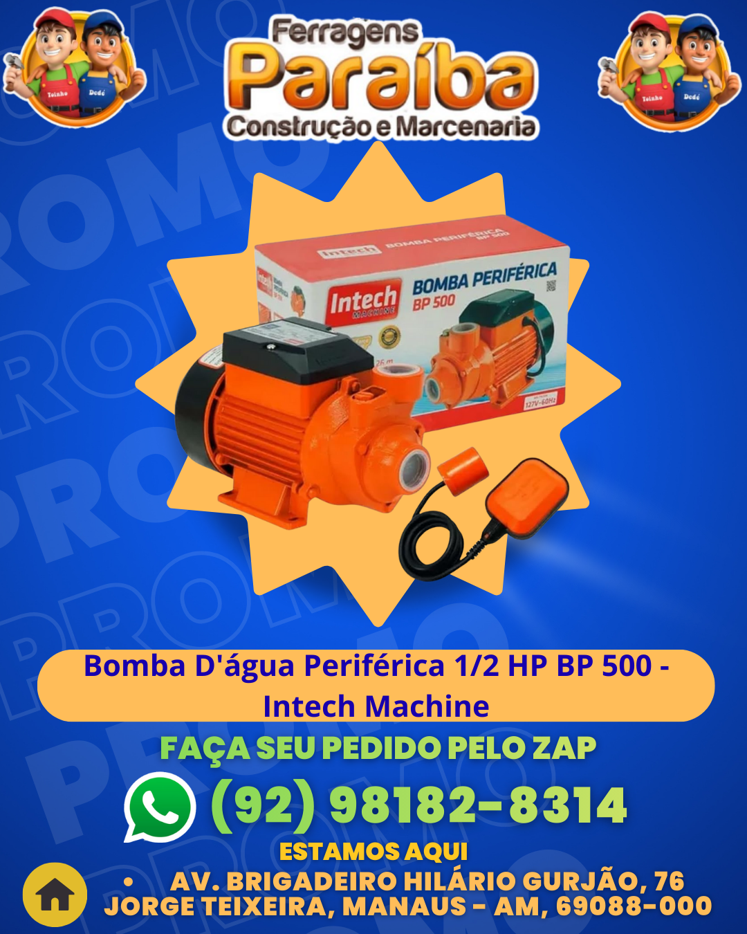 Bomba D'аgua PerifВrica 12 HP BP 500 - Intech Machine 1 1