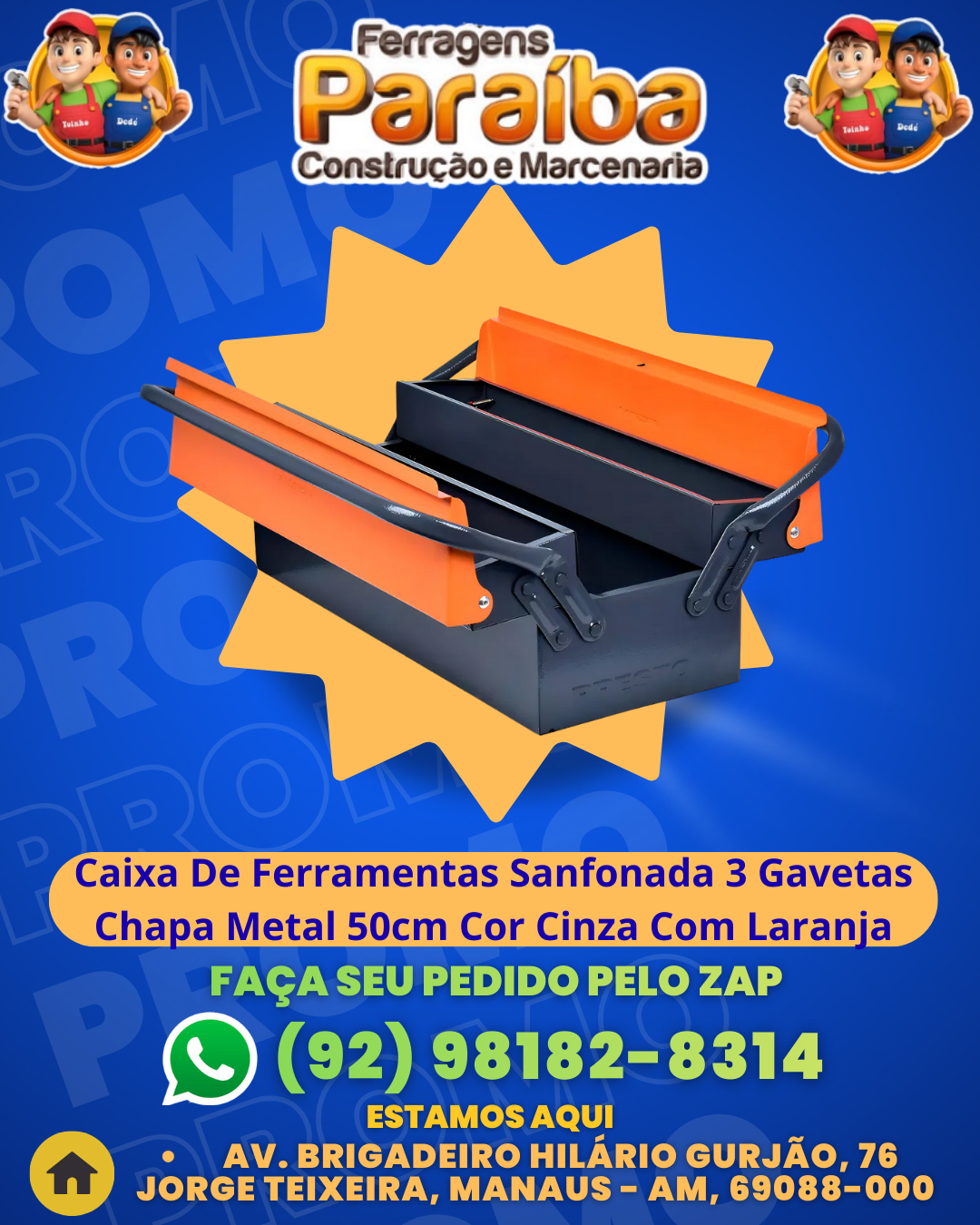 Caixa De Ferramentas Sanfonada 3 Gavetas Chapa Metal 50cm Cor Cinza Com LaranjaCaixa De Ferramentas Sanfonada 3 Gavetas Chapa Metal 50cm Cor Cinza Com Laranja Caixa De Ferramentas Sanfonada 3 1 1