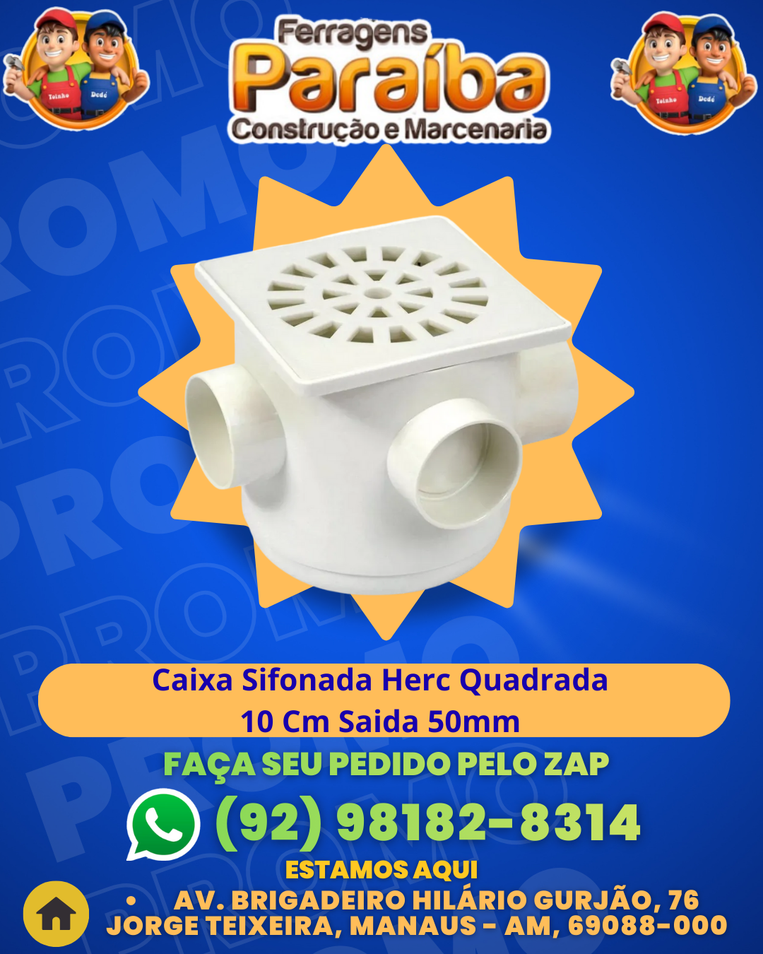 Caixa Sifonada Herc Quadrada 10 Cm Saida 50mm 1 1