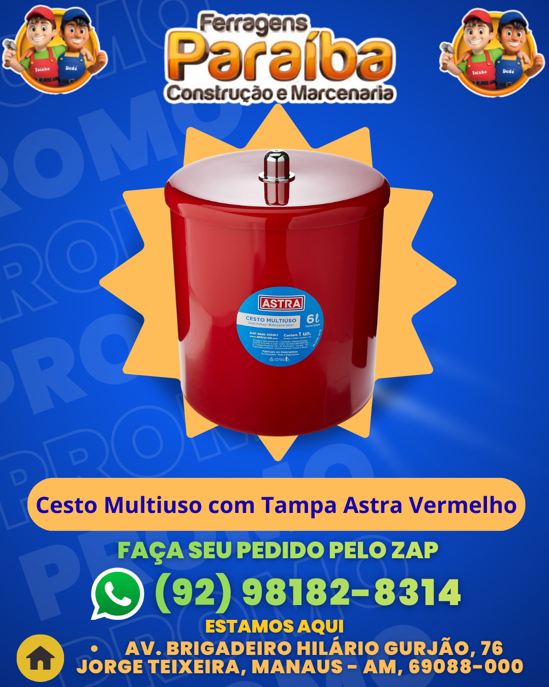 Cesto Multiuso com Tampa Astra Vermelho 1 1