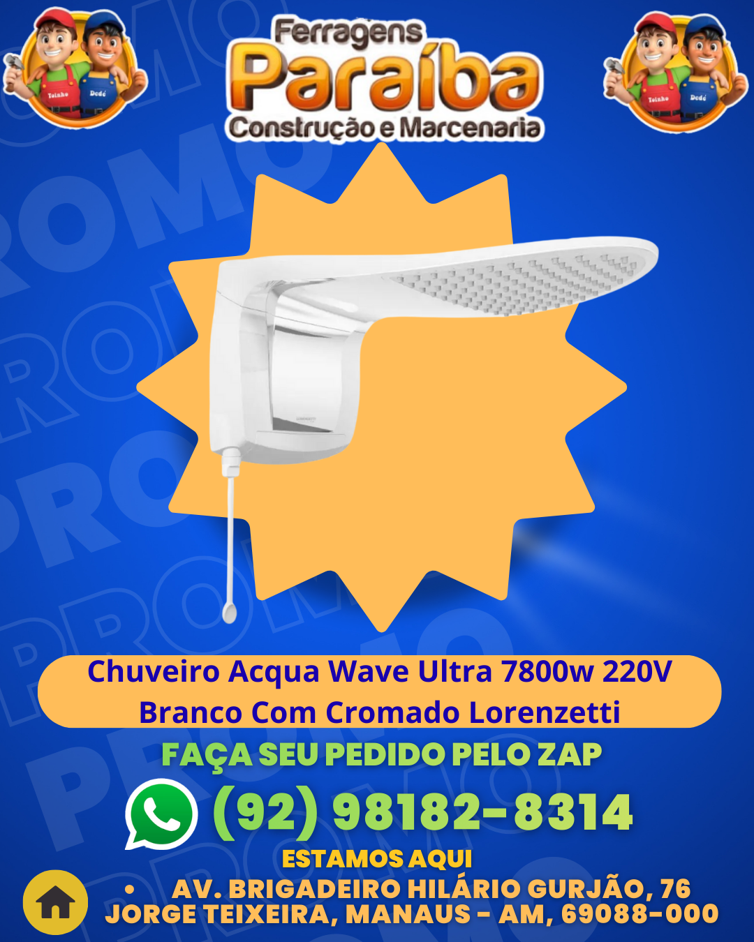 Chuveiro Acqua Wave Ultra 7800w 220V Branco Com Cromado Lorenzetti 1 1
