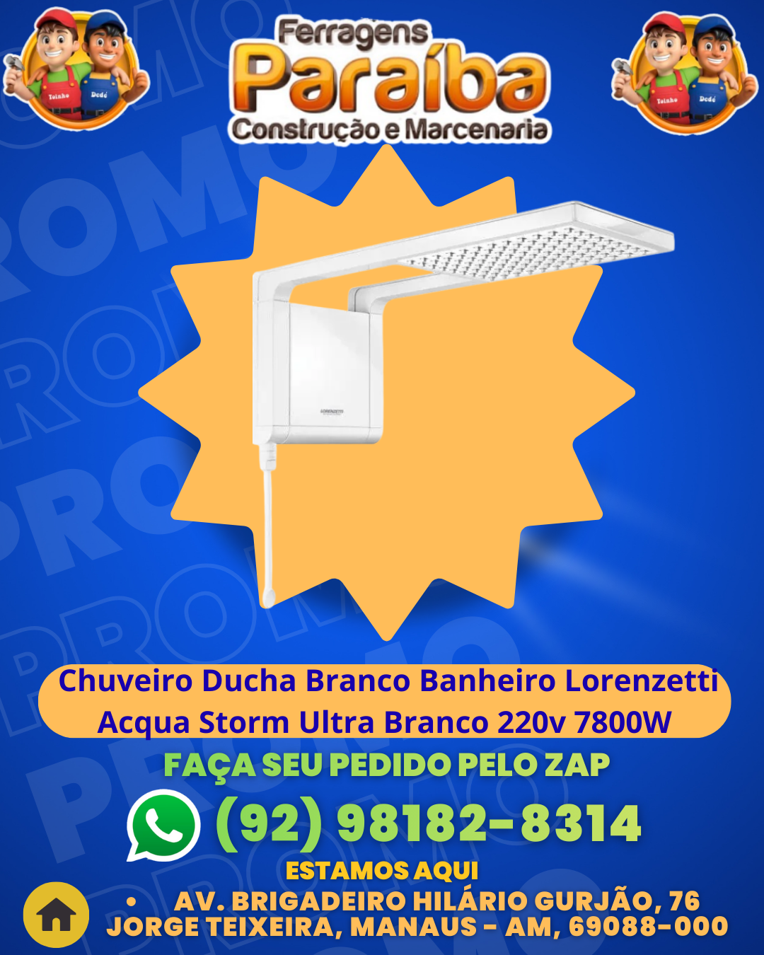 Chuveiro Ducha Branco Banheiro Lorenzetti Acqua Storm Ultra Branco 220v 7800W 1 1