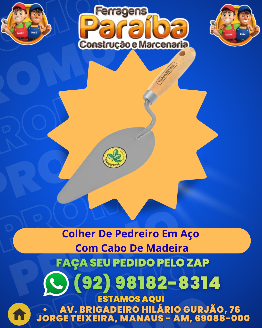 Colher De Pedreiro Em AЗo Com Cabo De Madeira 1 1