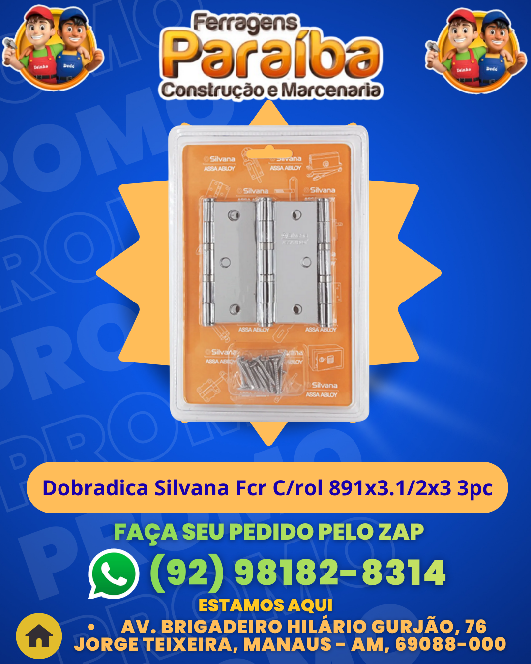 Dobradica Silvana Fcr Crol 891x3.12x3 3pc 1 1