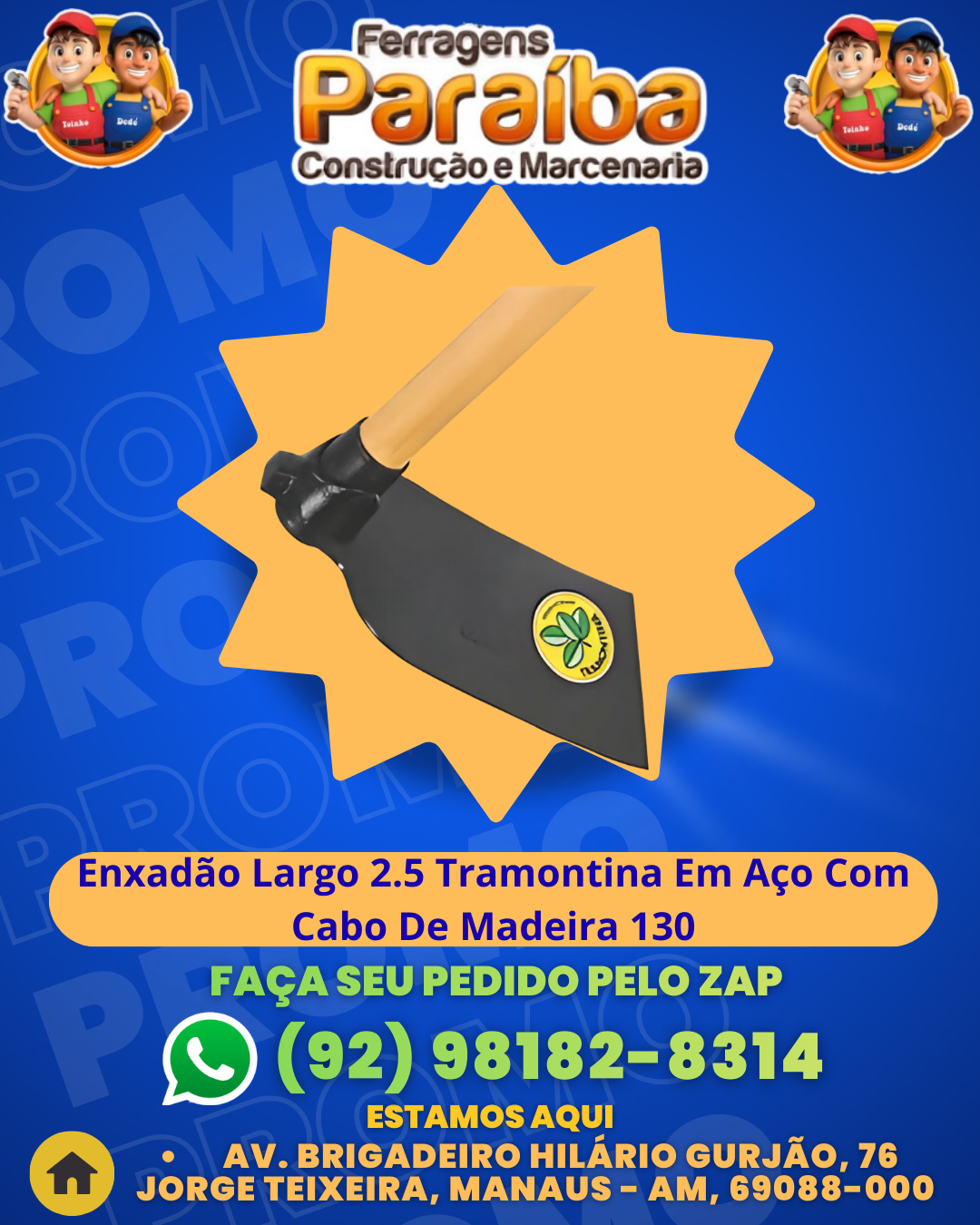 Enxad╞o Largo 2.5 Tramontina Em AЗo Com Cabo De Madeira 130 1 1