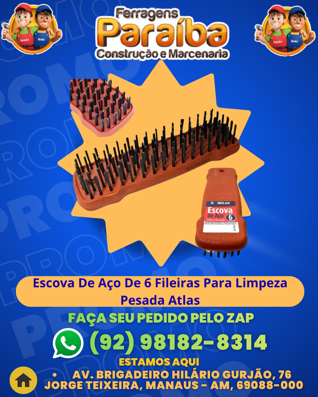 Escova De AЗo De 6 Fileiras Para Limpeza Pesada Atlas 1 1