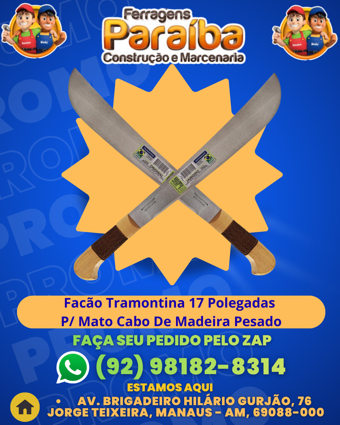 Fac╞o Tramontina 17 Polegadas P Mato Cabo De Madeira Pesado 1 1