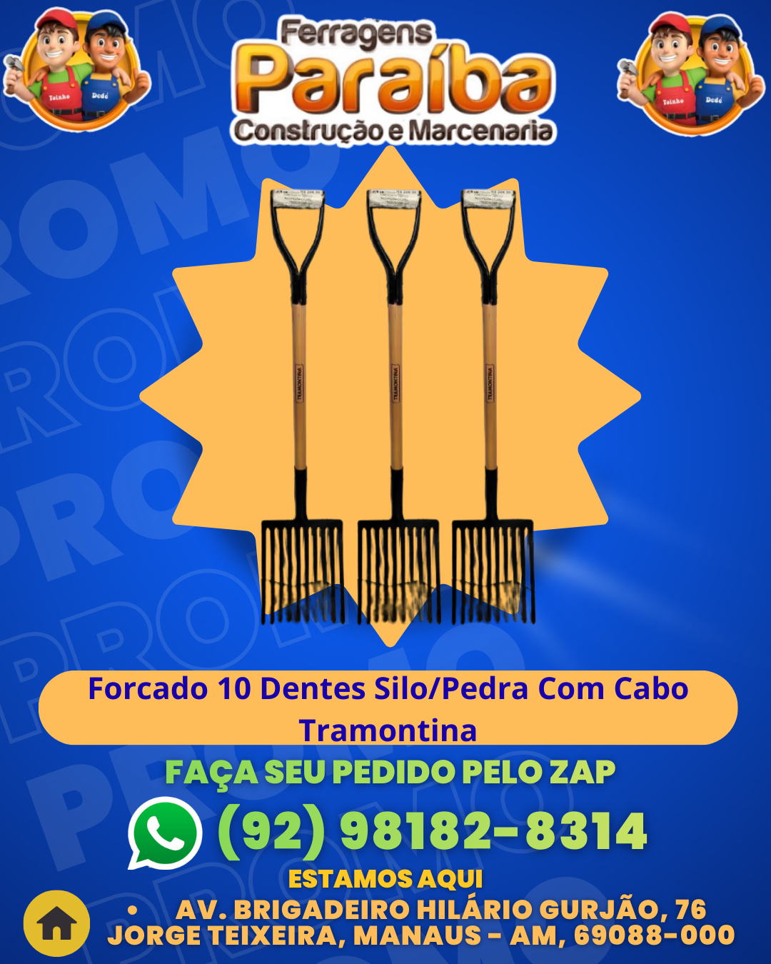 Forcado 10 Dentes SiloPedra Com Cabo Tramontina 1 1