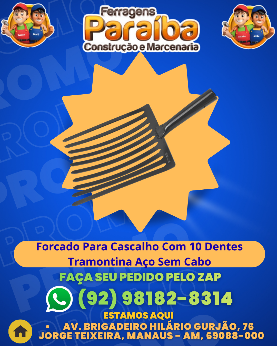 Forcado Para Cascalho Com 10 Dentes Tramontina AЗo Sem Cabo 1 1