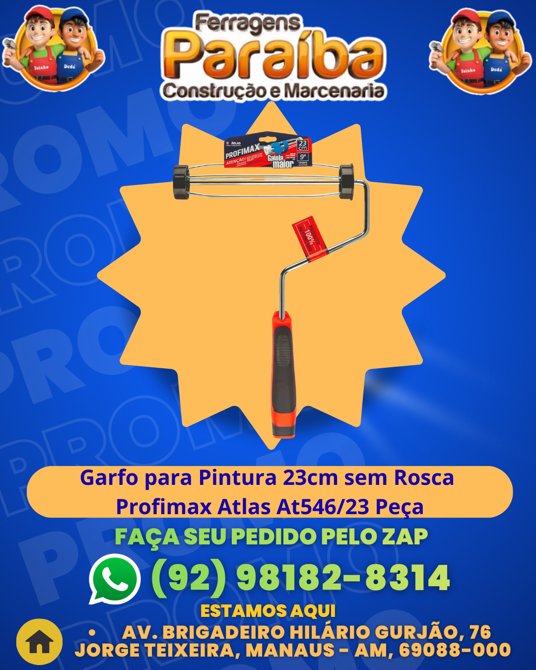 Garfo para Pintura 23cm sem Rosca Profimax Atlas At54623 PeЗa 1 1
