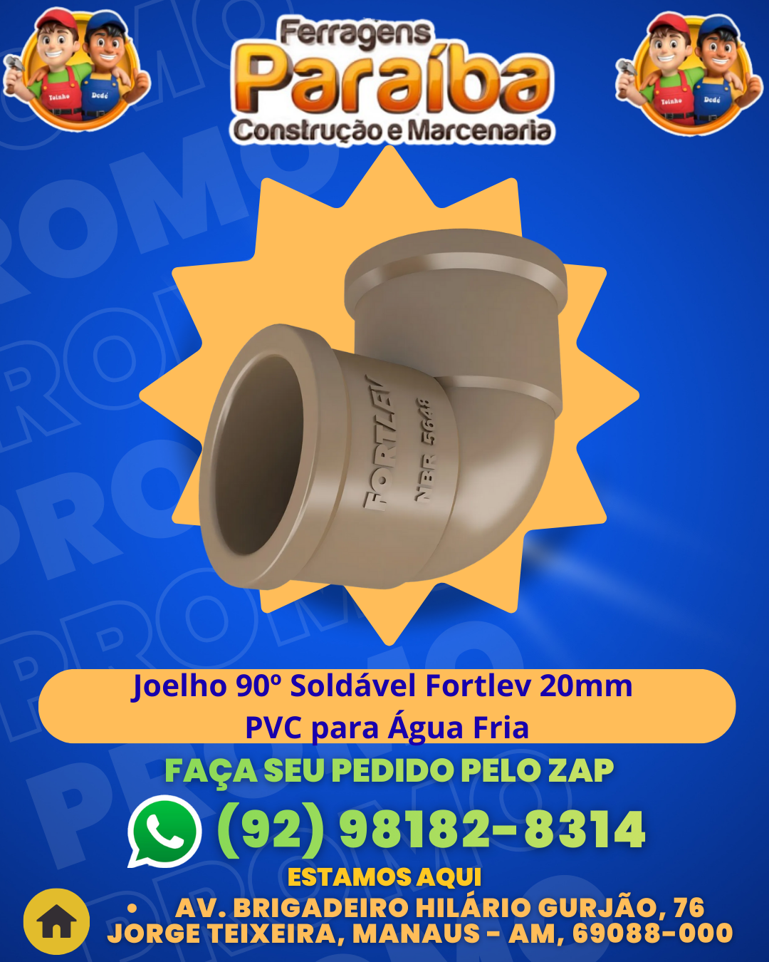Joelho 90з Soldаvel Fortlev 20mm PVC para ╡gua Fria 1 1