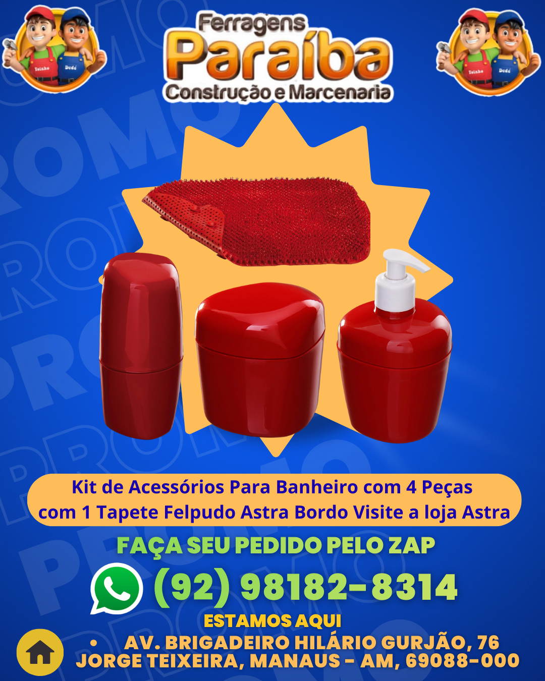 Kit de Acessвrios Para Banheiro com 4 PeЗas com 1 Tapete Felpudo Astra Bordo 1 1
