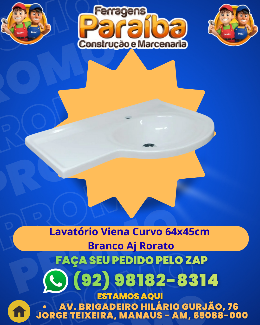 Lavatвrio Viena Curvo 64x45cm Branco Aj Rorato 1 1