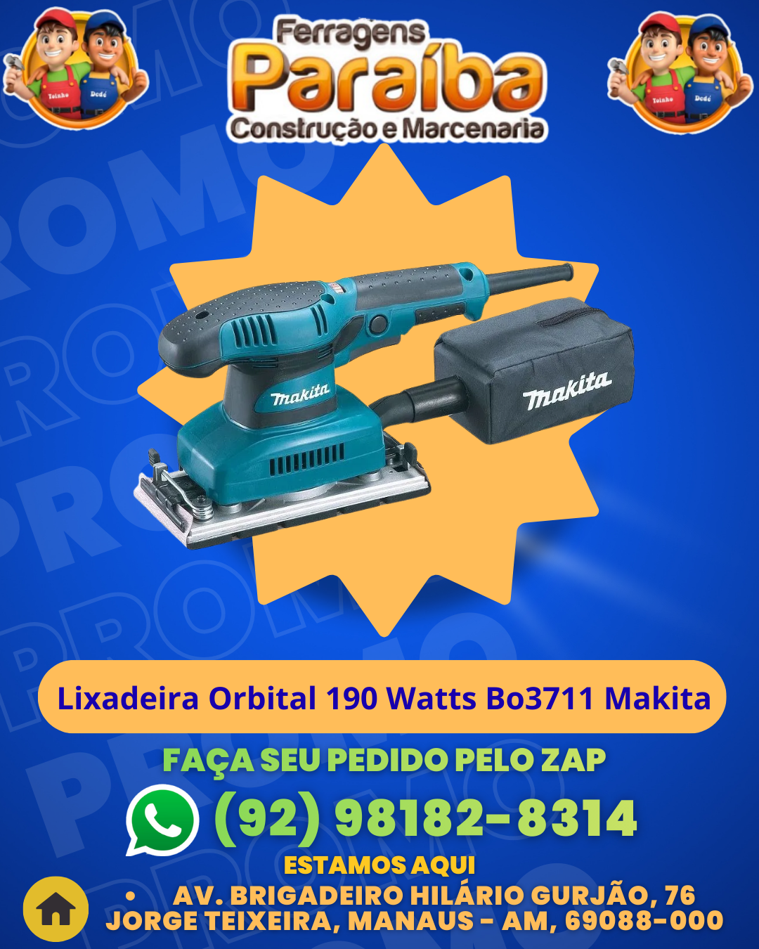 Lixadeira Orbital 190 Watts Bo3711 Makita 1 1
