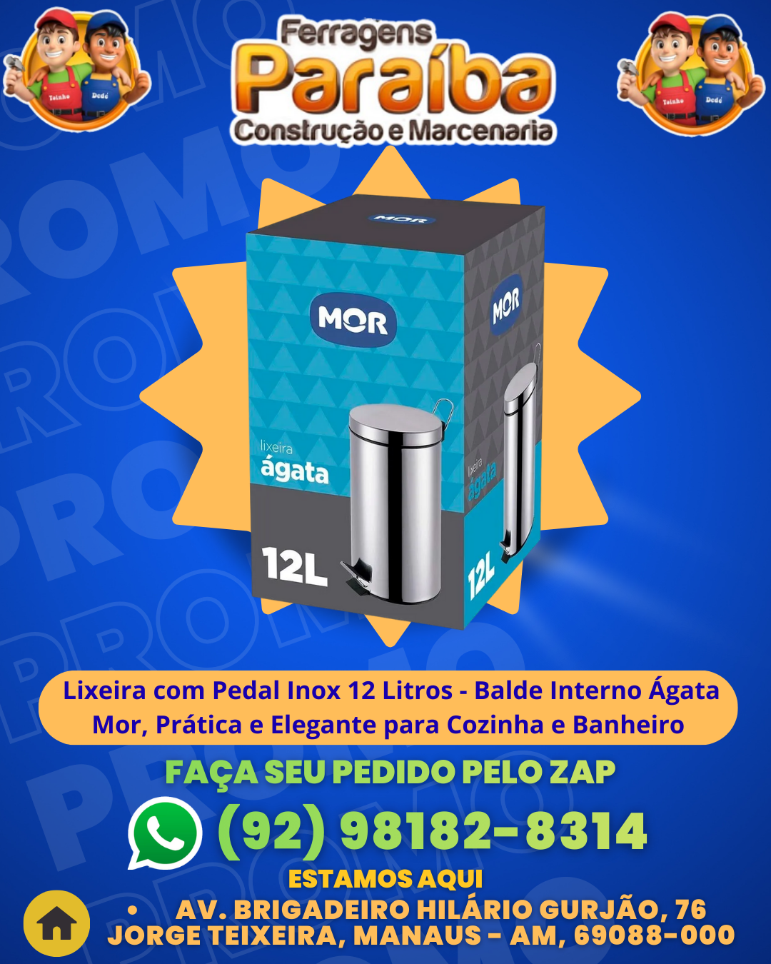 Lixeira com Pedal Inox 12 Litros - Balde Interno ╡gata Mor, Prаtica e Elegante para Cozinha e Banheiro 1 1