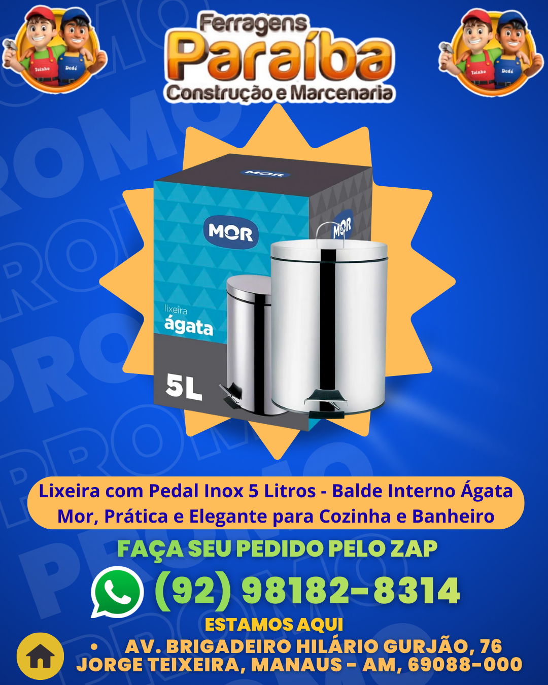 Lixeira com Pedal Inox 5 Litros - Balde Interno ╡gata Mor, Prаtica e Elegante para Cozinha e Banheiro 1 1