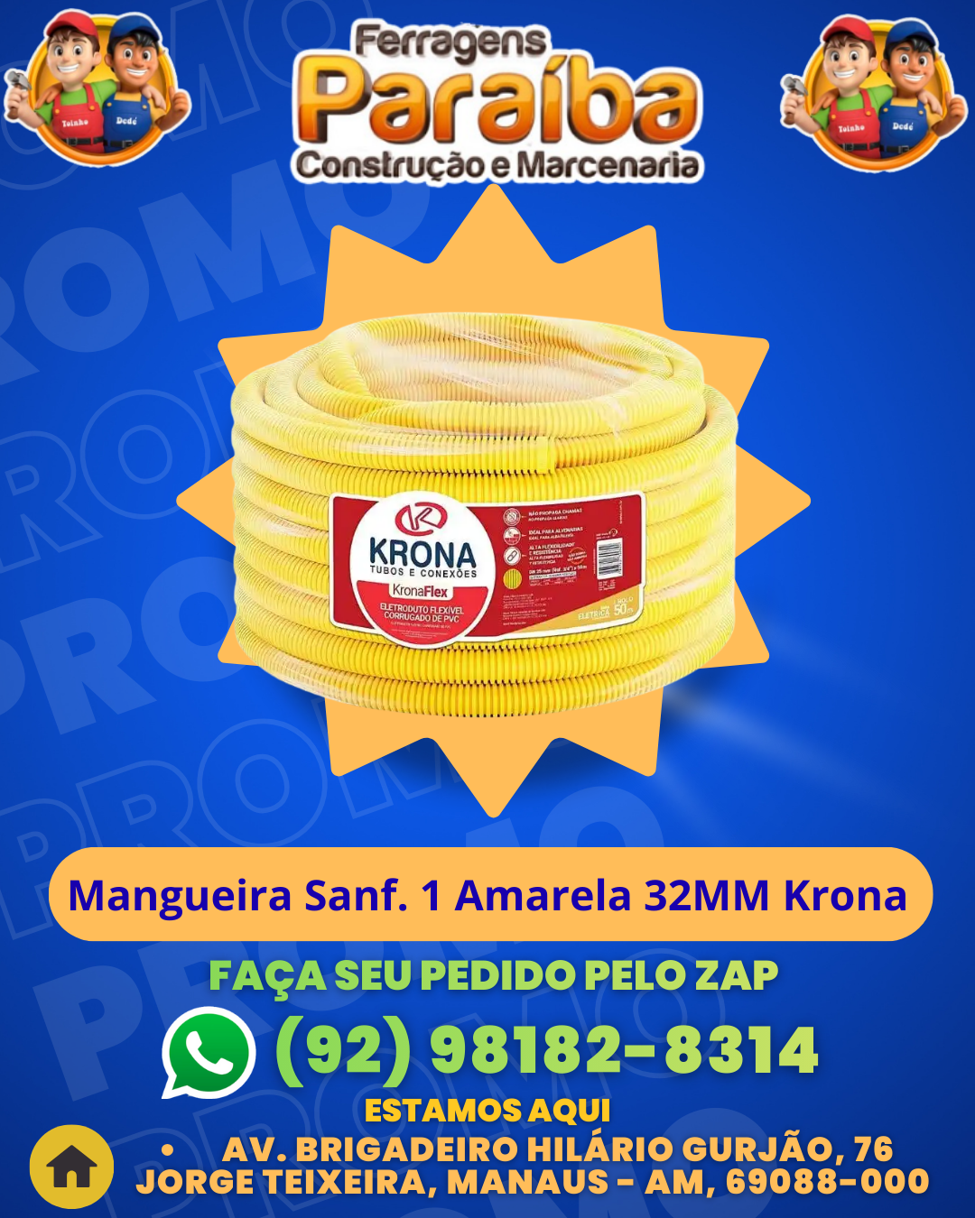 Mangueira Sanf. 1 Amarela 32MM Krona  1 1