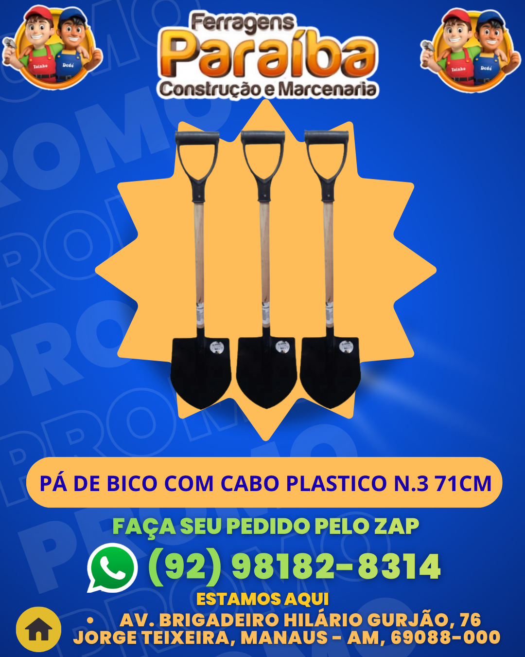 P╡ DE BICO COM CABO PLASTICO N.3 71CM  1 1