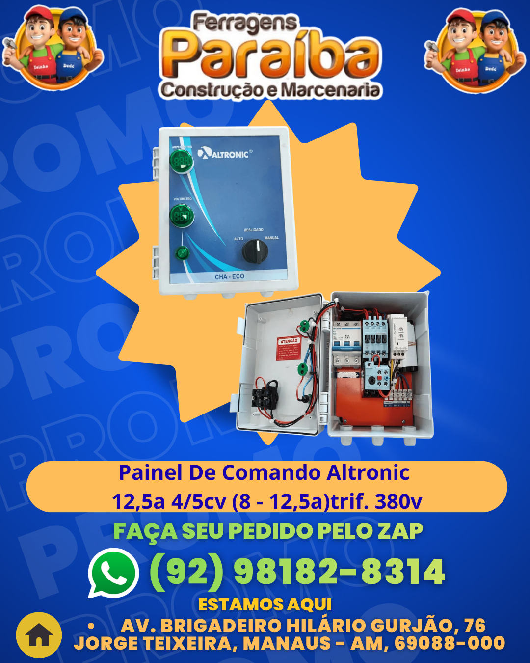 Painel De Comando Altronic 12,5a 45cv (8 - 12,5a)trif. 380v 1 1