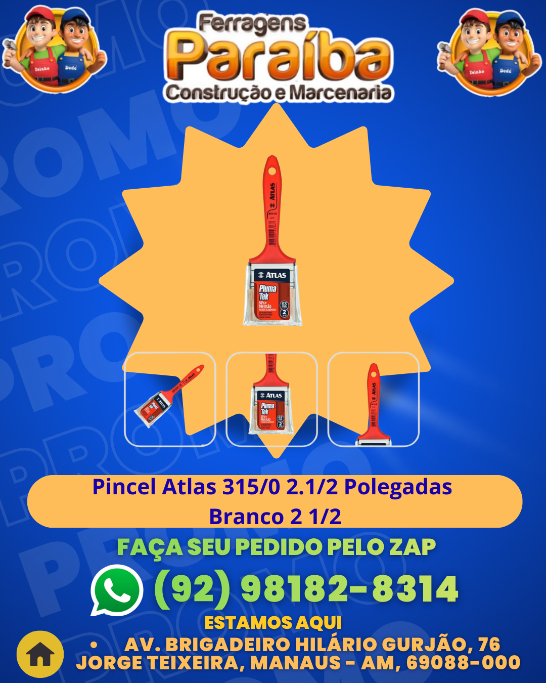 Pincel Atlas 3150 2.12 Polegadas Branco 2 12 1 1