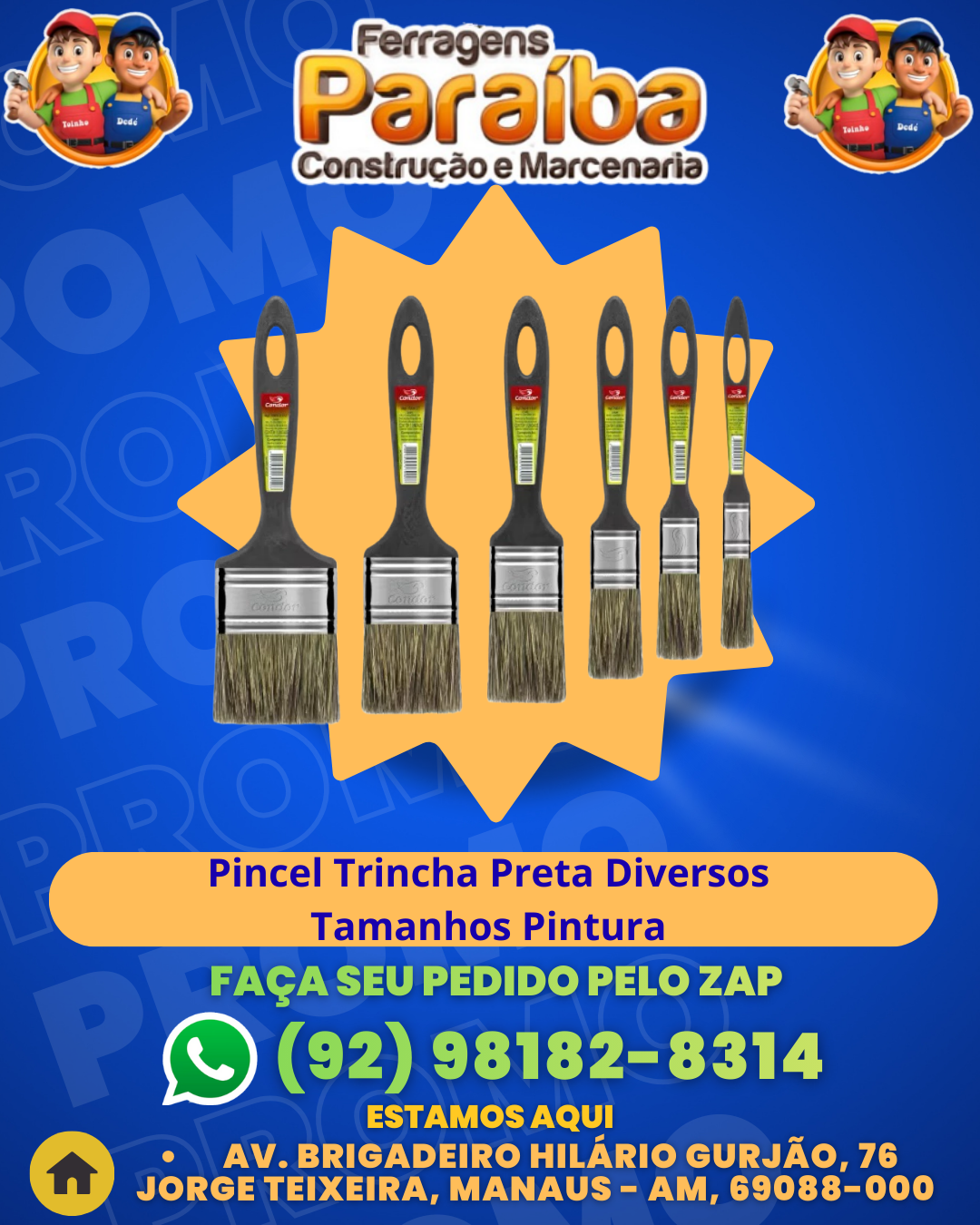 Pincel Trincha Preta Diversos Tamanhos Pintura  1 1