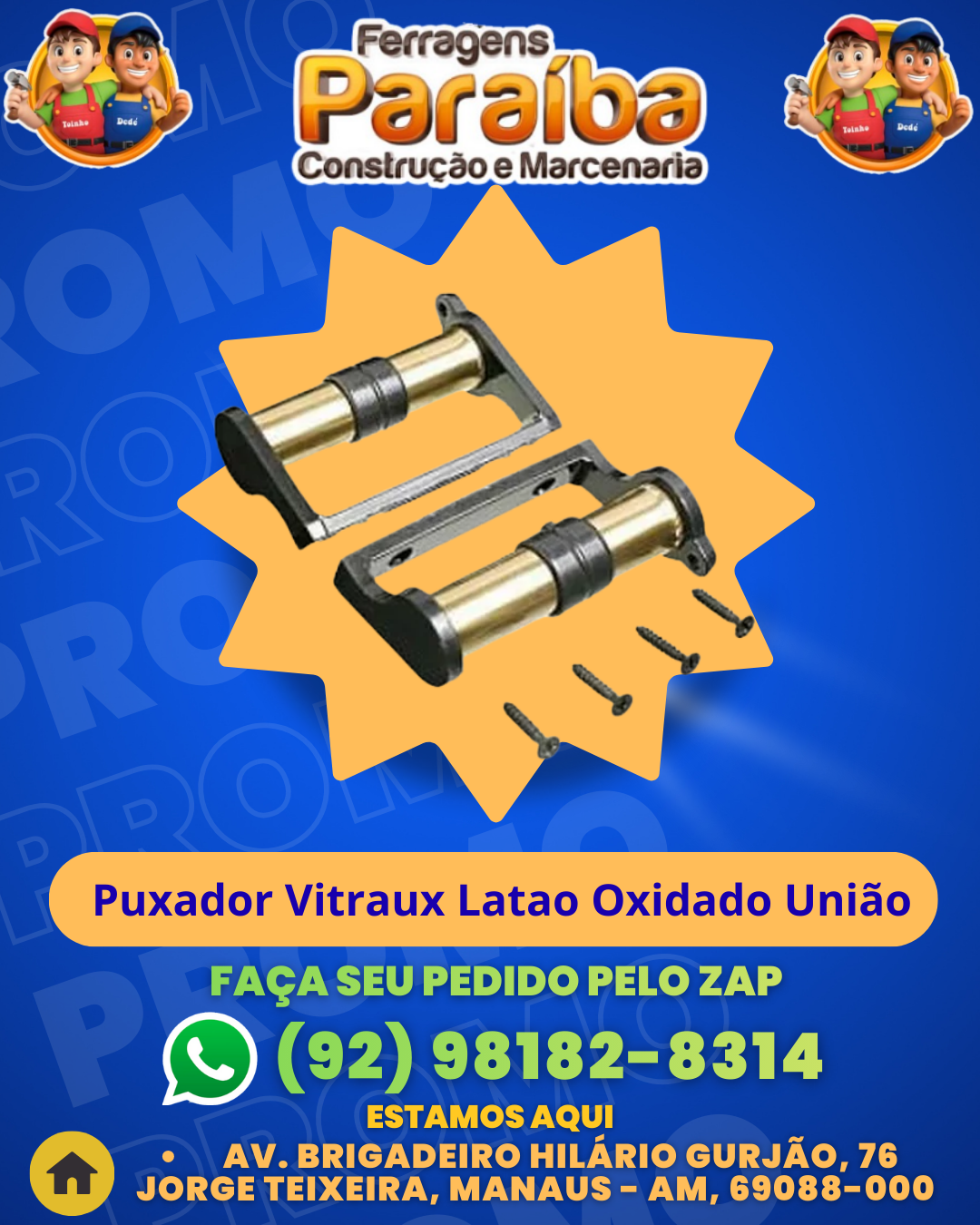 Puxador Vitraux Latao Oxidado Uni╞o 1 1