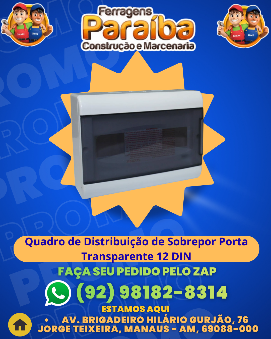 Quadro de DistribuiЗ╞o de Sobrepor Porta Transparente 12 DIN 1 1