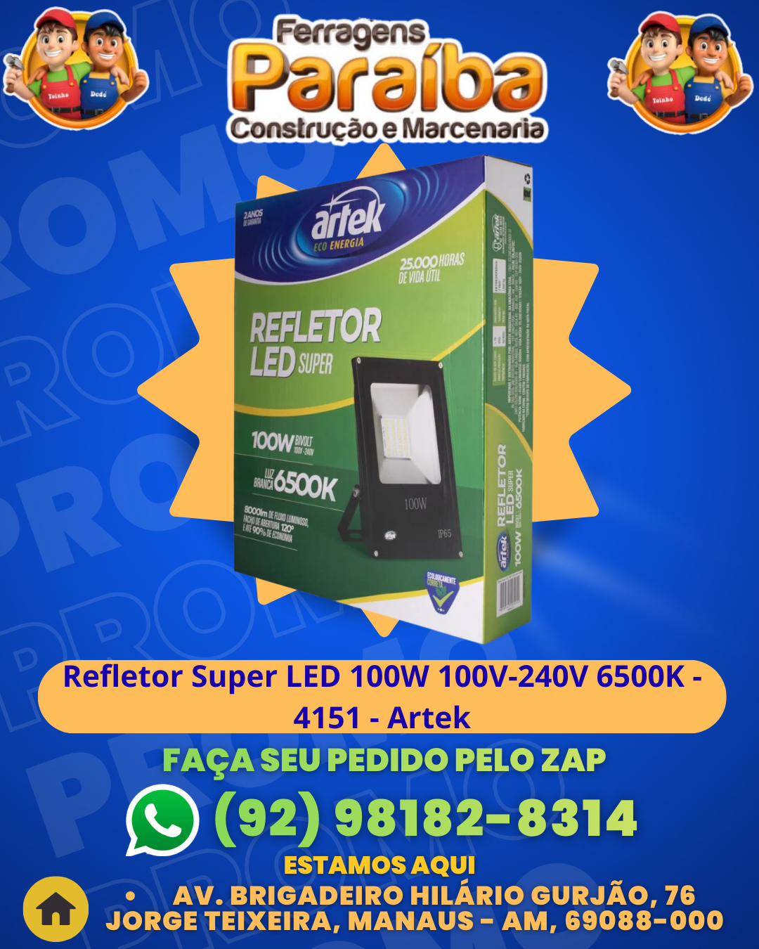 Refletor Super LED 100W 100V-240V 6500K - 4151 - Artek 1 1