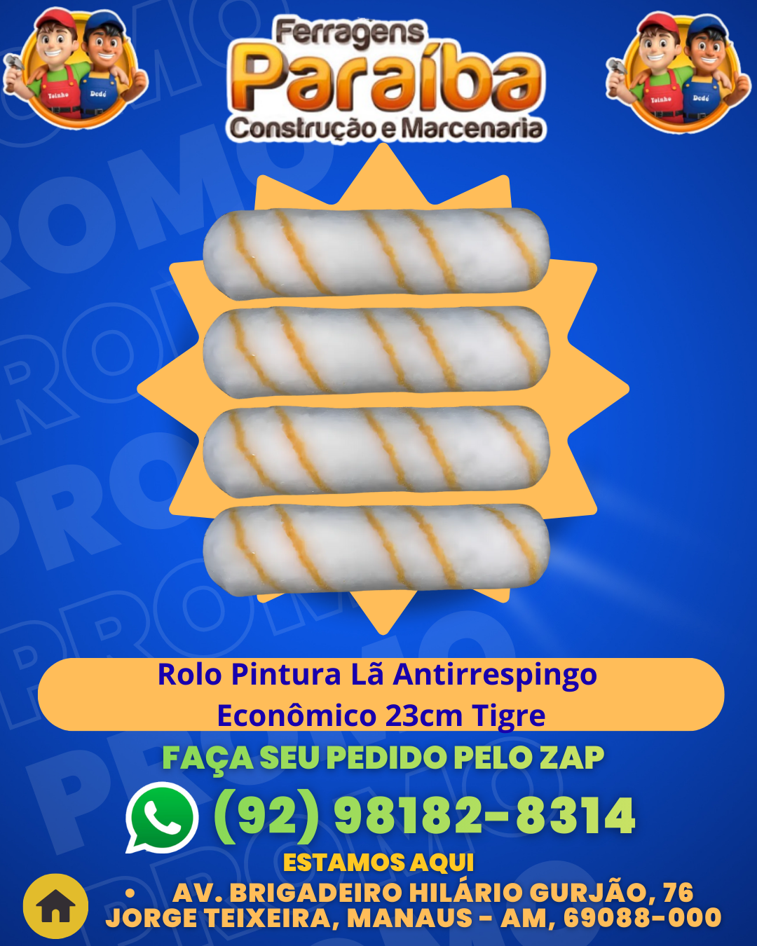 Rolo Pintura L╞ Antirrespingo EconУmico 23cm Tigre 1 1