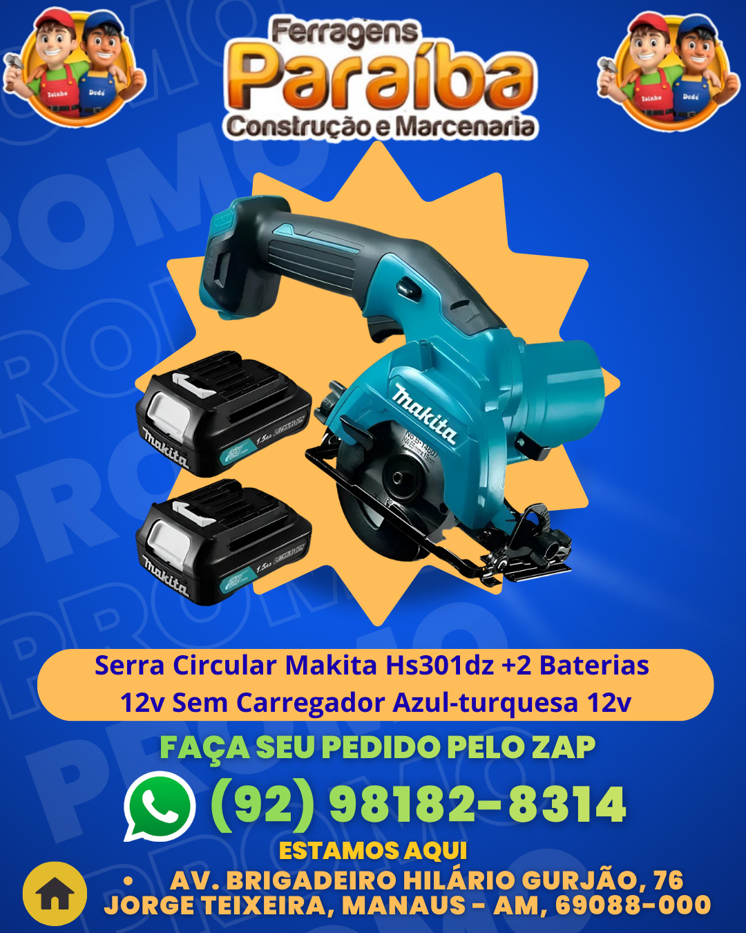 Serra Circular Makita Hs301dz +2 Baterias 12v Sem Carregador Azul-turquesa 12v 1 1
