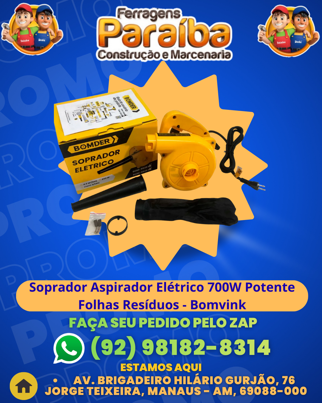 Soprador Aspirador ElВtrico 700W Potente Folhas Resбduos - Bomvink 1 1