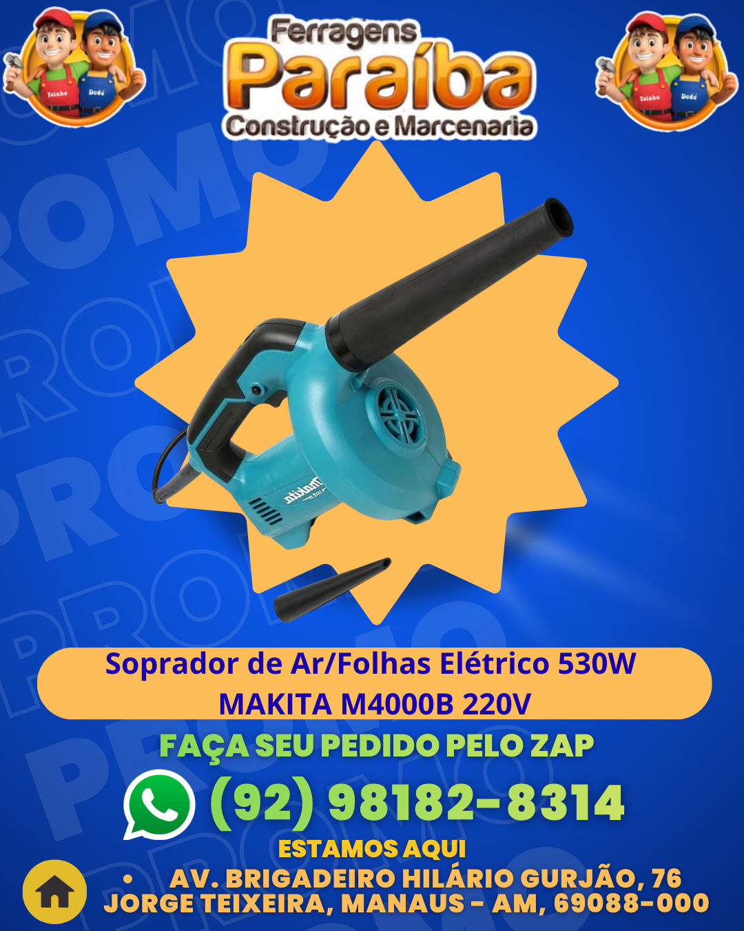 Soprador de ArFolhas ElВtrico 530W MAKITA M4000B 220V 1 1
