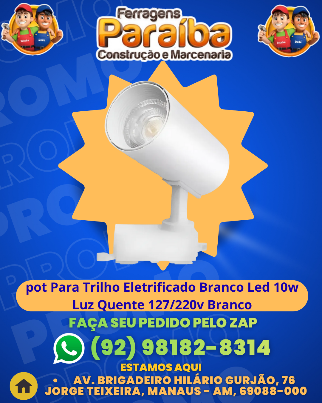 Spot Para Trilho Eletrificado Branco Led 10w Luz Quente 127220v Branco 1 1