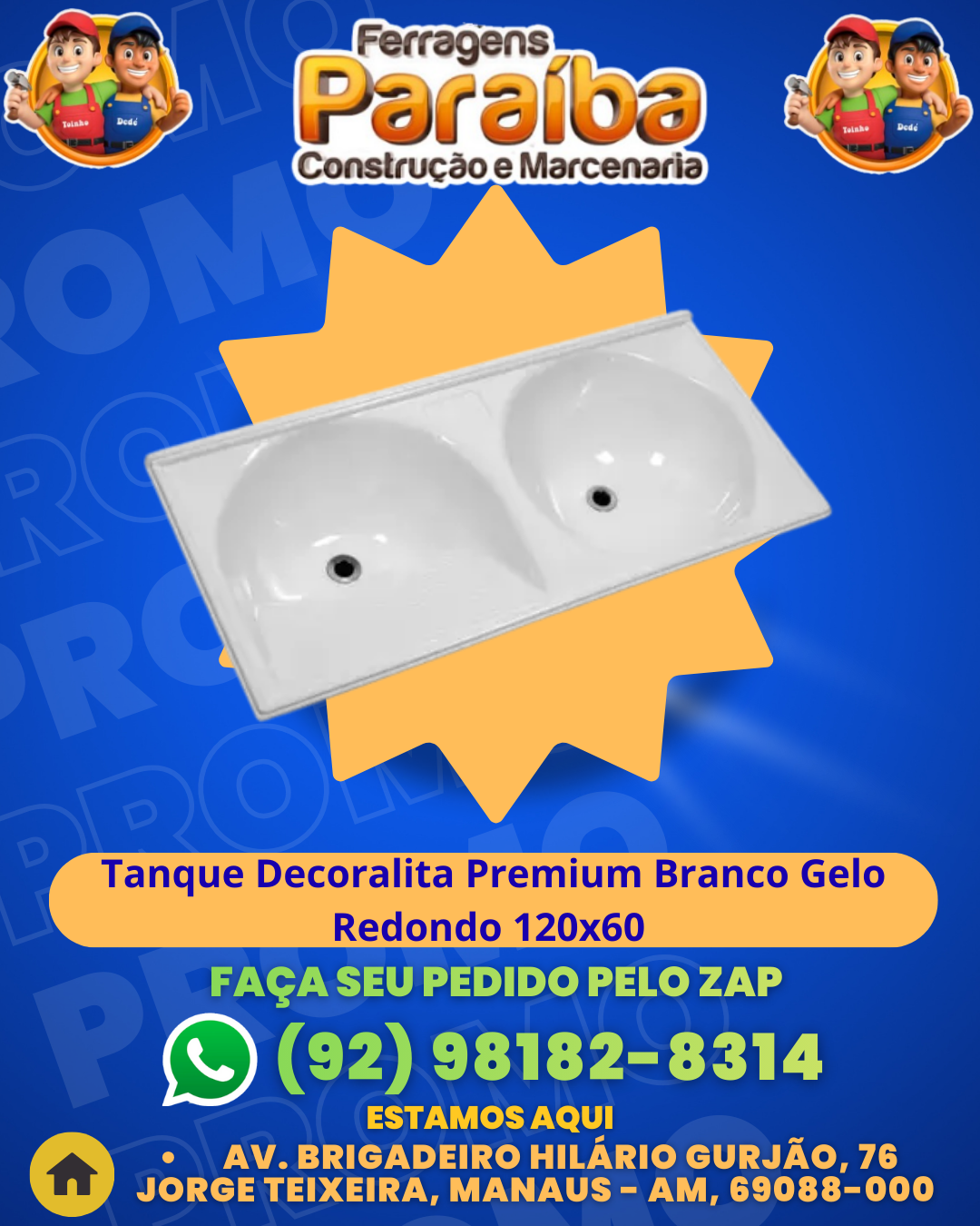 Tanque Decoralita Premium Branco Gelo Redondo 120x60  1 1